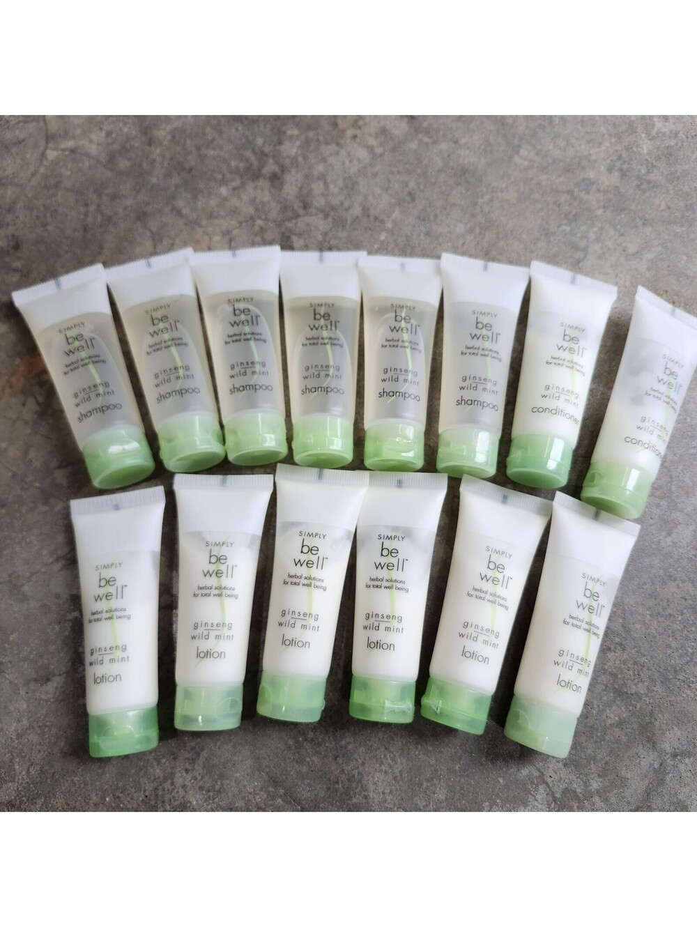 Simple Be Well Ginseng Wild Mint Shampoo Conditioner Lotion Travel Lot
